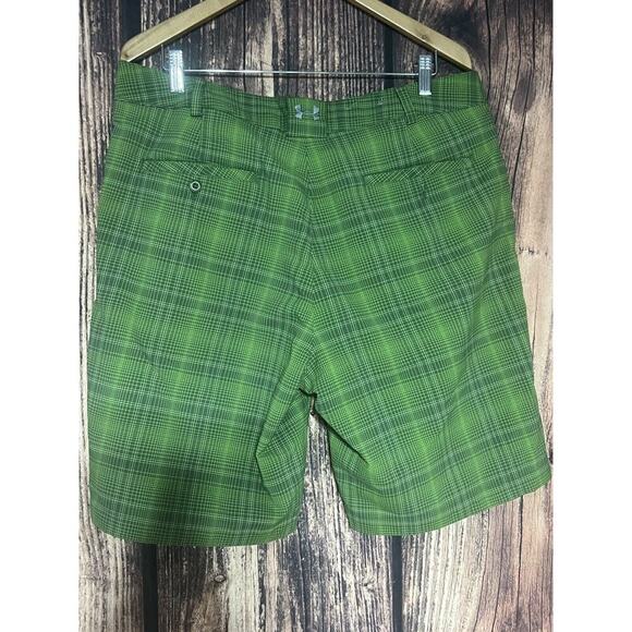 Under Armour Green Plaid Men Performance Golf Shorts Size 36 Bermuda - Picture 6 of 8